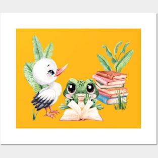 Duck Frog Watercolor Posters and Art